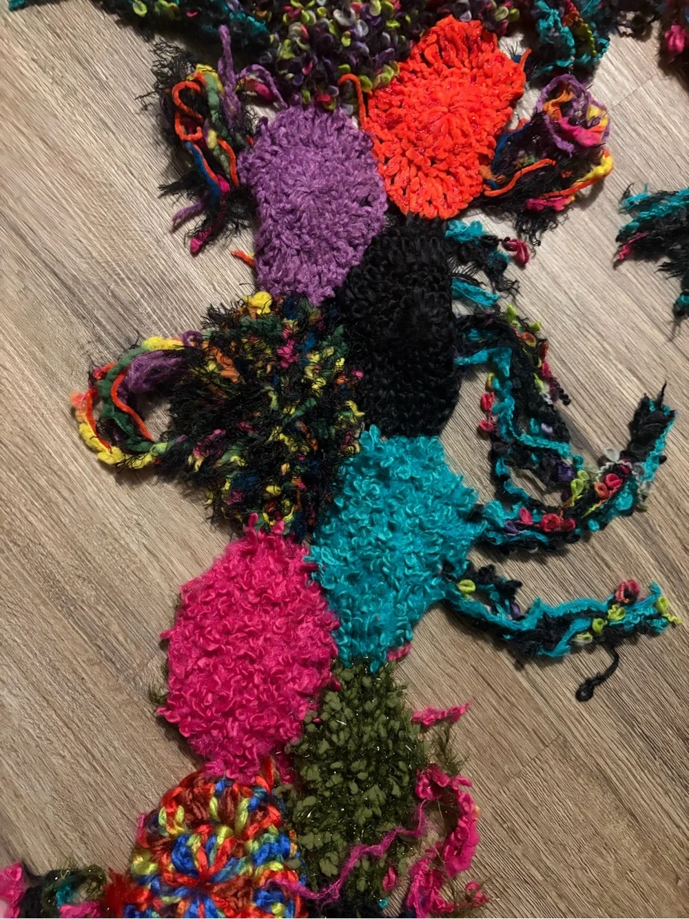 Steve Madden - Colorful Multi-Texture Loop Scarf with Bright Patchwork